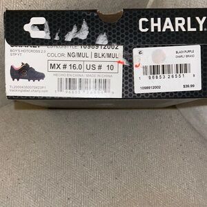 Charly Boy's Hotcross 2.0 Kids Soccer Shoes - Black with Purple & Pink Accents